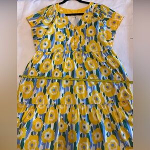 Entro Yellow and Blue Floral Kids Dress